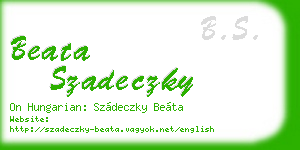 beata szadeczky business card